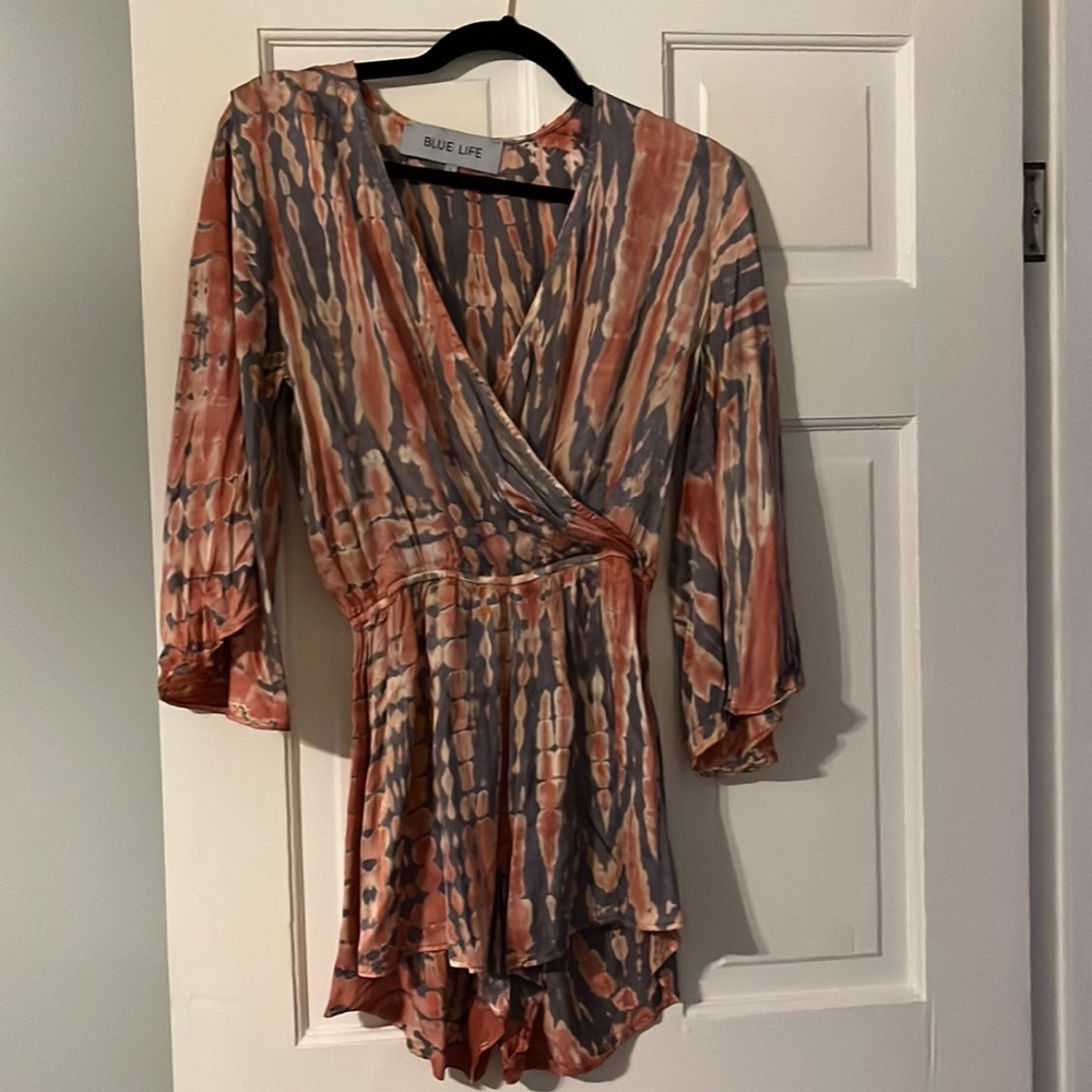 Blue Life Wild and Free Tie dye Romper size small